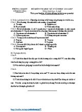 Đề kiểm tra học kì I Sinh học lớp 8 - Năm học 2016-2017 - Phòng GD & ĐT Vĩnh Tường
